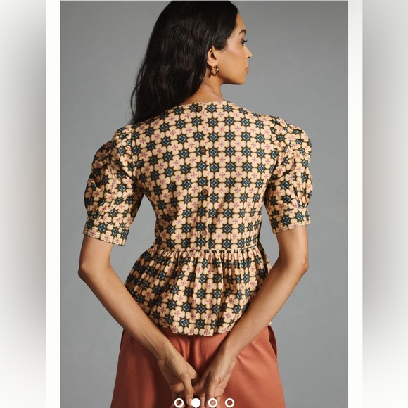 Anthropologie Let Me Be Puff Sleeve Top Size S small - Picture 4 of 5